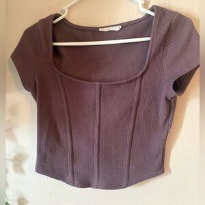 Lush Ribbed Crop Top - Deep Purple